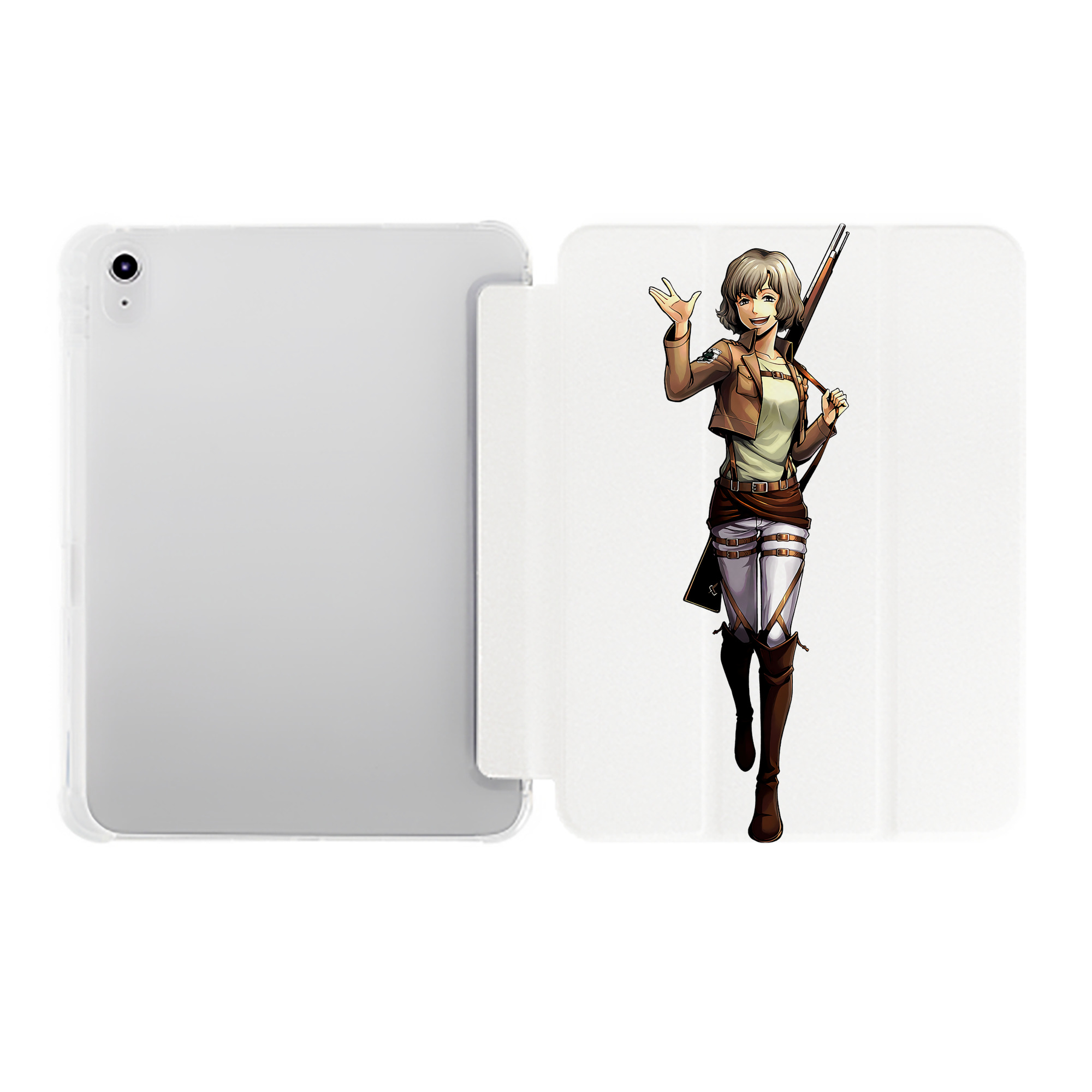 （画像用） 進撃の巨人 ヒツチ Attack on Titan Hitch IPad ケース ペン収納付き 三つ折りスタンド PUレザー×シリコン 対応機種9.5/10.5/10.9インチ